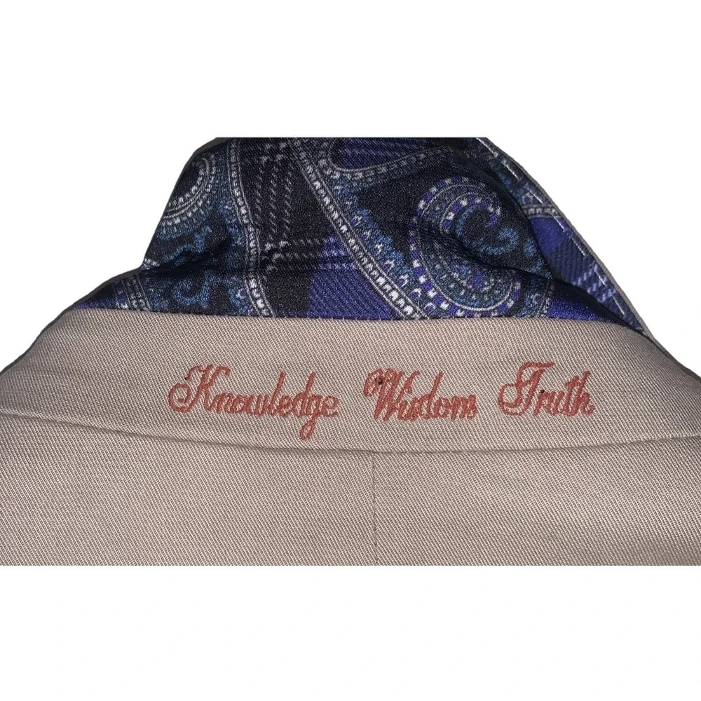 Robert Graham Mens 42 Blazer Classic Fit Sport‎ Coat Beige Stretch Casual Preppy